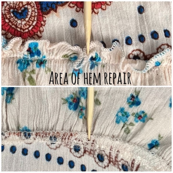 Bila Tank Top Jessica Sleeveless Tie Neck Blouse Bohemian Floral Cream Medium M - Picture 15 of 17